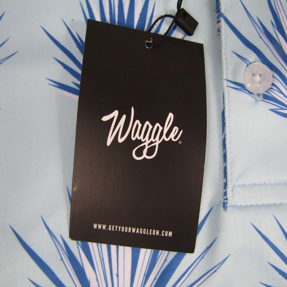 Waggle NEW NWT Men Small Blue Floral Devils Water Polo Shirt Golf Outdoor Active - Picture 3 of 5